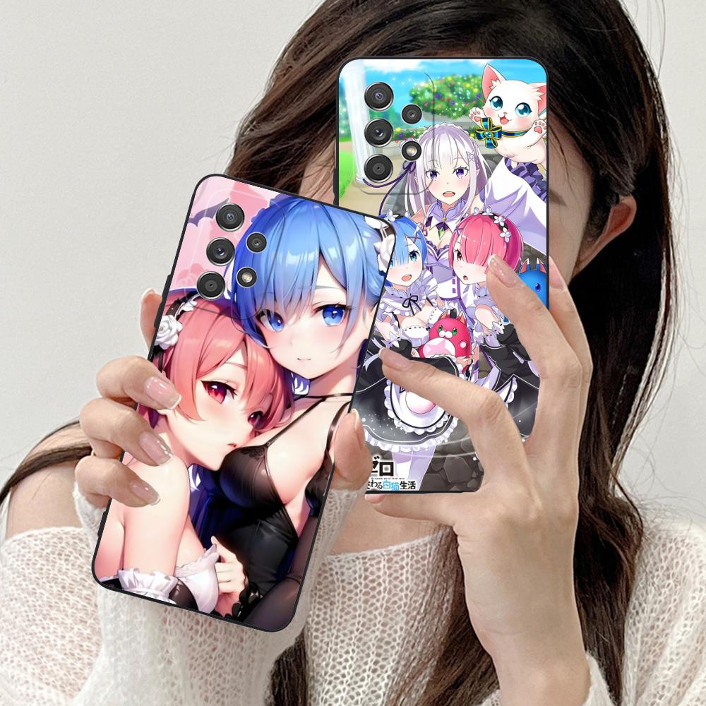 Чехол ReZero Rem Ram Матовый ТПУ для мобильного телефона Samsung Galaxy M55 54 42 35 34 33 32 23 22 15 14 13 12 F55 5G Цветная обложка