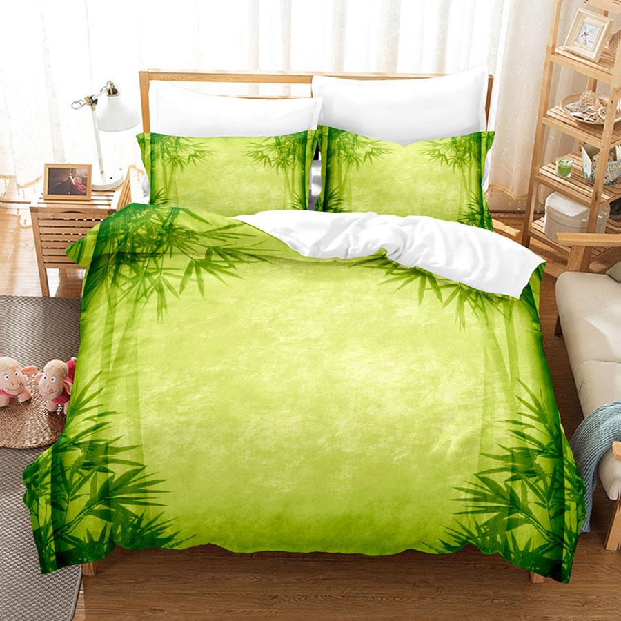 Comforter Green Flower Double Bed With Lotus Bedding Set King Size 3Pcs 2Pcs Single Twin Full 200X200 220X240Cm