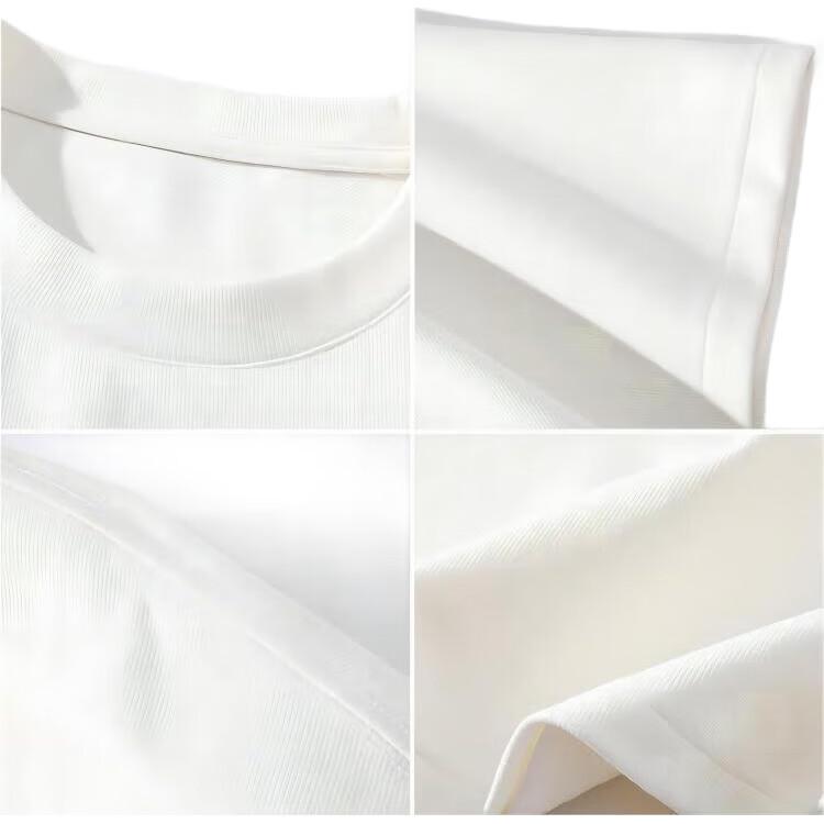 Qijian Heavyweight Loose-Fit Casual Men's Short-Sleeve T-Shirt, Qijian White, Size M