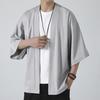 Мужская рубашка-кимоно в японском стиле, однотонный костюм самурая, азиатская одежда, три четверти, кардиган, мужская рубашка-куртка