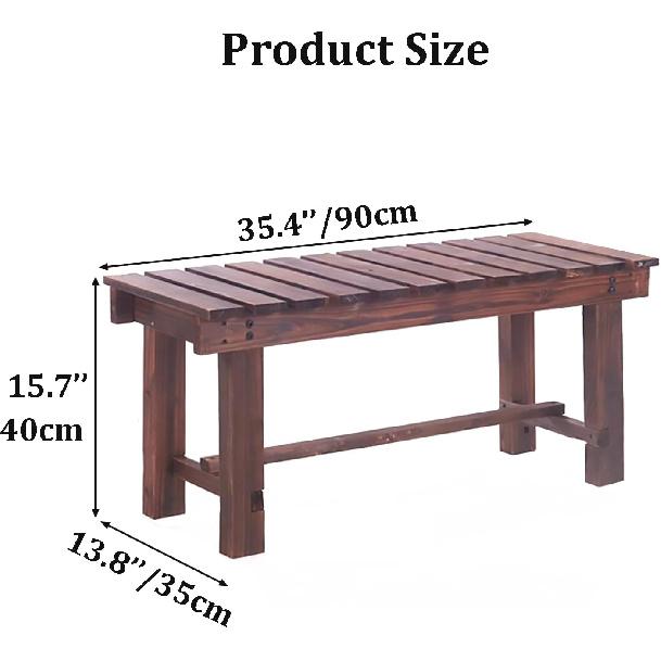 Уличная скамейка, Деревянная садовая скамейка на 2 персоны, Всепогодная, Устойчивая к погодным условиям, Скамейка для патио, Уличная скамейка для сада, веранды, патио, балкона, у бассейна, парка, 35,4''