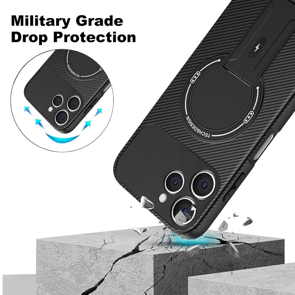 Для TECNO Spark 40 4G Чехол Текстура углеродного волокна ПК+ТПУ Чехол для телефона с подставкой