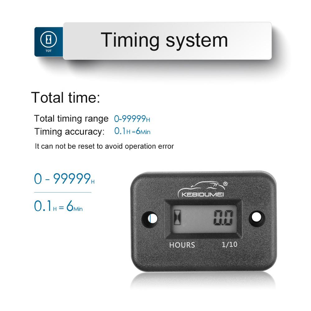 Индуктивный цифровой счетчик моточасов с ЖК-дисплеем для велосипеда, мотоцикла, квадроцикла, снегохода, лодки, лыж, грязи, газового двигателя