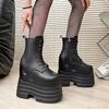 Fashion Height Increasing Women's High Boots Black Leather Thick Bottom Platform Shoes Side Zip Gothic Punk Short Boots Street Style