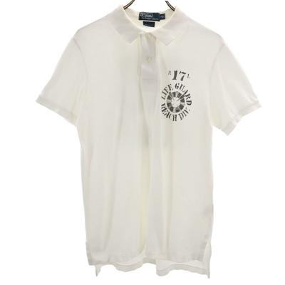 Поло от Ralph Lauren с коротким рукавом, приталенного кроя, L, белое, цвета олененка, мужское, б/у