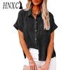 Женская мода повседневная летняя весна однотонная принт с коротким рукавом воротник поло блузки и рубашки