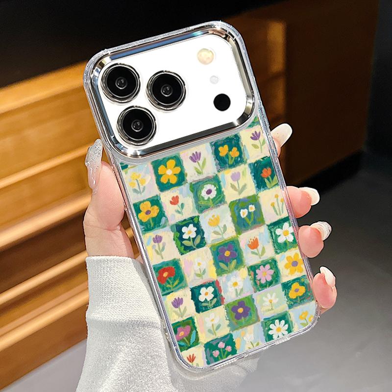 Масляная живопись Цветочный чехол Для iPhone 17 Pro Max iPhone 16 15 14 13 Pro Max 11 17e 16e Покрытие Рамка объектива Прозрачная Мягкая силиконовая задняя крышка