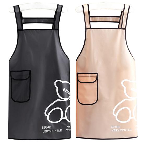 Useful Pocket Design Anti Stain Comfortable Back Lace-up Cooking Apron for Home Kitchen