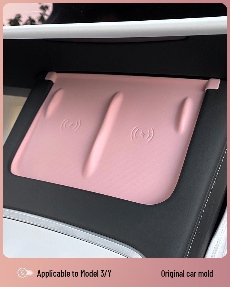 Беспроводная зарядка Tesla Model 3/Y, противоскользящий силиконовый коврик