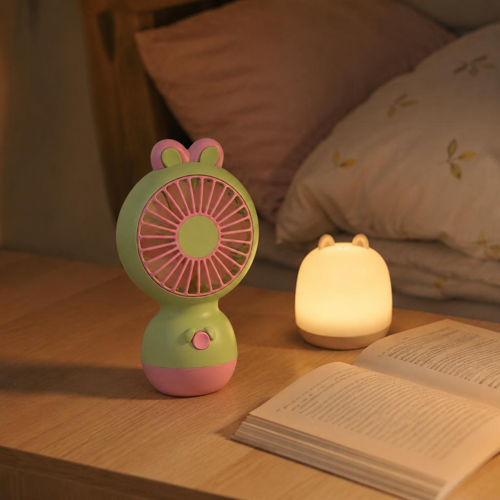 Portable Rechargeable Desktop Fan with Cute Rabbit Design USB Powered Small Personal Fan for Office Home Travel Use