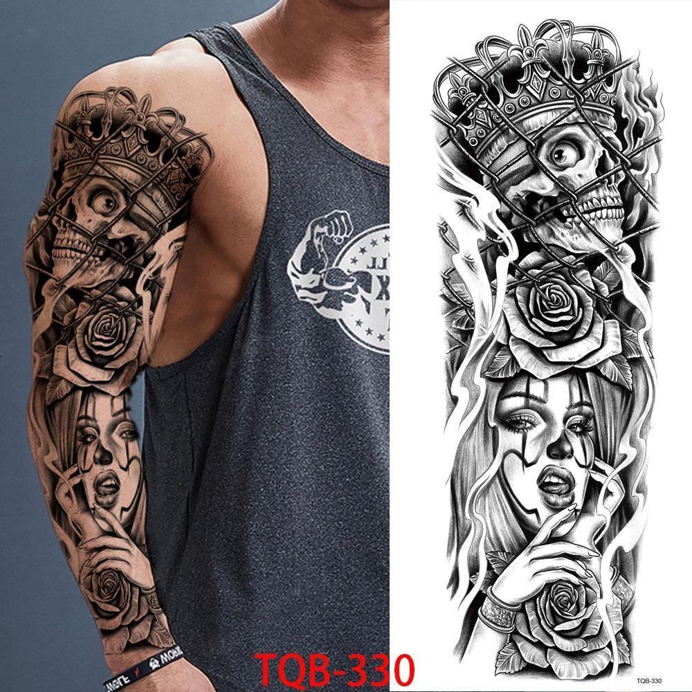 1 PC 480*170MM Large Temporary Tattoos Sleeve for Men Women Full Arm Selleve Tattoos Temporary Realistic Fake Wolf Tiger Lion Tattoo