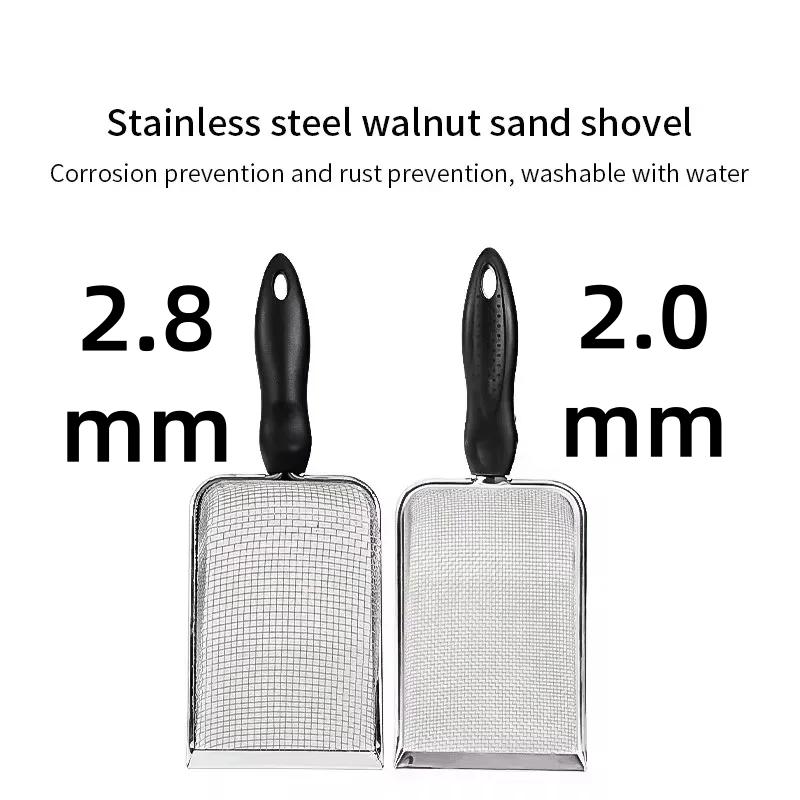 Cat Litter Shovel Stainless Steel Reptile Sand Substrate Shovel Clean Up Feces Fine Mesh Sifter For Bedding Cat Litter Scoop