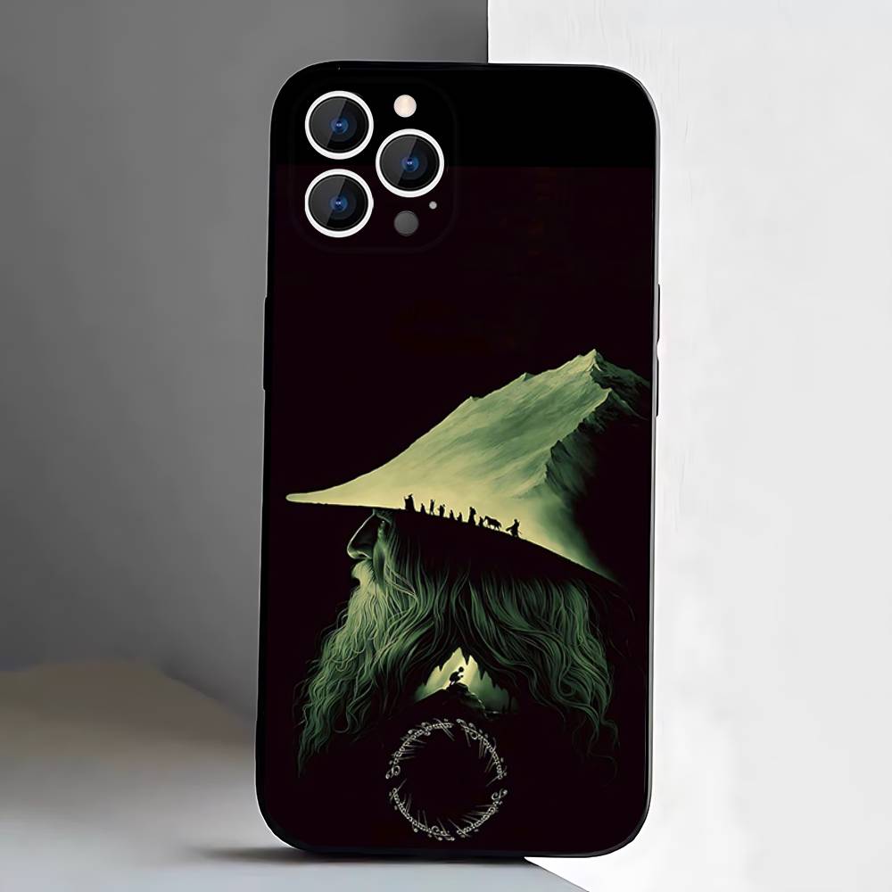 Чехол-карта «Властелин Колец» для iPhone 17, 16, 15, 14, 13, 12, Pro, Max, Plus, E, SE4, Air, Mini Черный Мягкий Короб