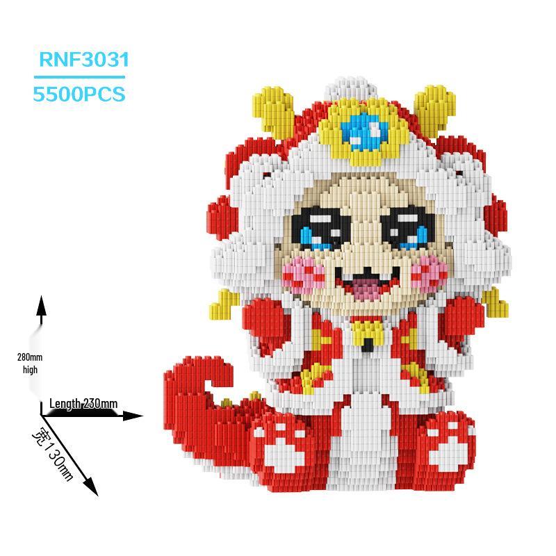 2025 год Змеи Развивающие строительные блоки Игрушка - Зеленая змея Пазл для мальчиков и девочек, Милые украшения и подарки