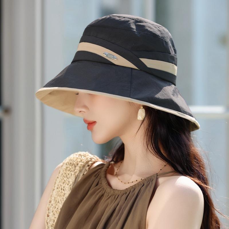 Солнцезащитная шляпа с козырьком, женская ветрозащитная шляпа для отдыха на открытом воздухе, подходящая по цвету, дорожная пляжная шляпа, модная и элегантная шляпа-ведро