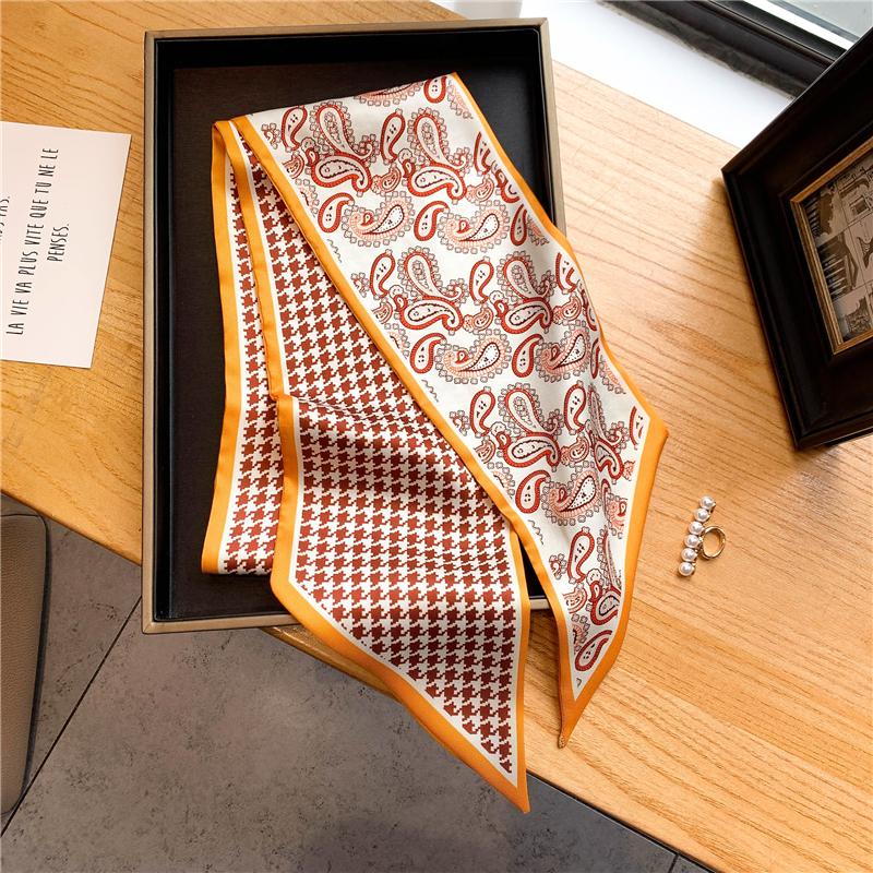 Luxury Long Silk Scarf Female Animal Horse Print Thin Narrow Scarf Bag Hair Band Ribbon Scarfs Women Neckerchief