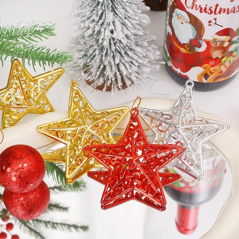 Рождественская звезда подвесное украшение полая золотая серебряная красная пятиконечная звезда 3D подвеска на елку новогоднее украшение для вечеринки