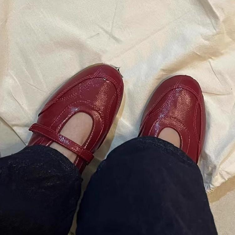 Guttega~ Повседневные кроссовки на липучке женские новые балетки Мэри Джейн красные с внутренней платформой увеличивающие рост плоская обувь