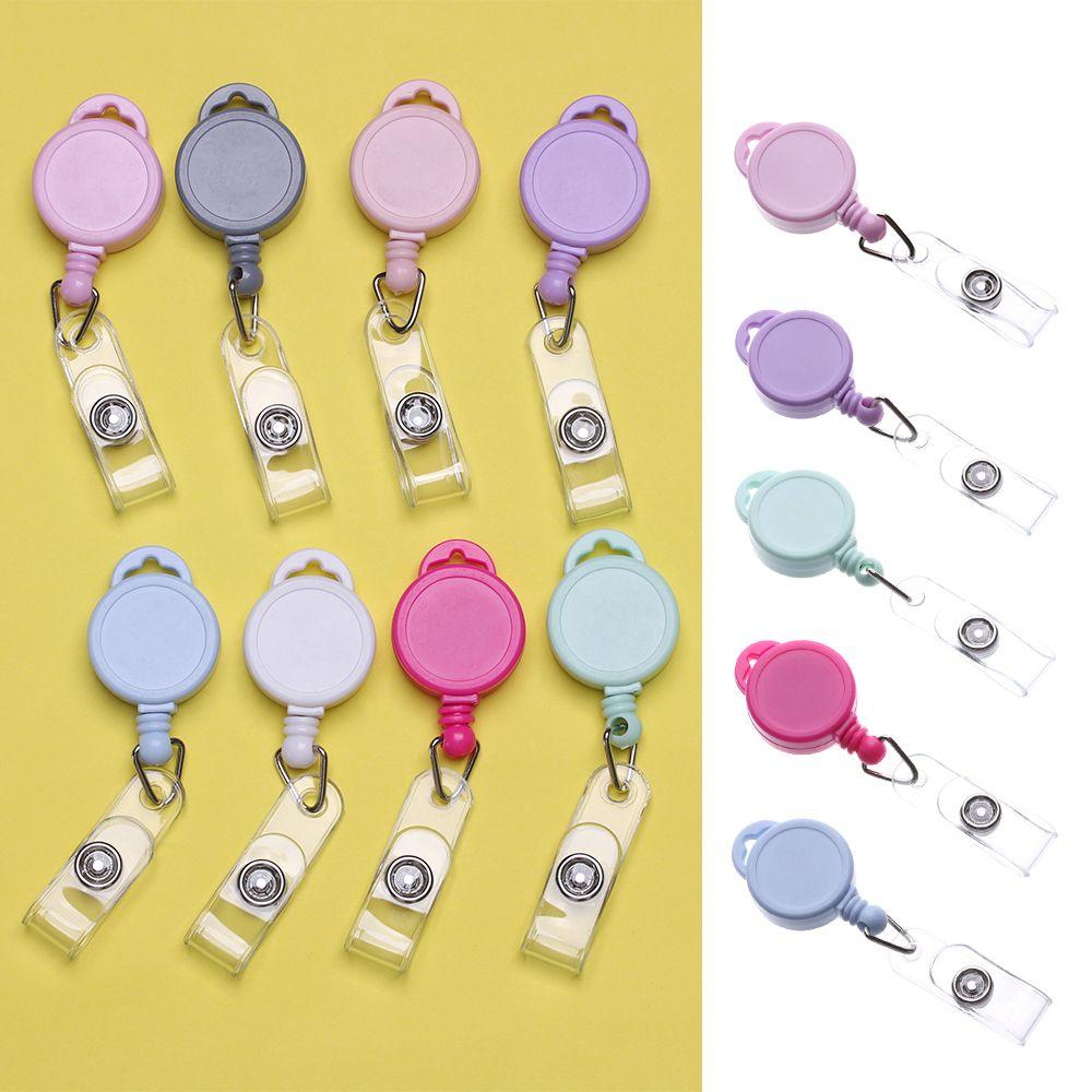 1pc Unisex Durable ID Name Card Clip Stationery Retractable Lanyards Key Ring Badge Holder