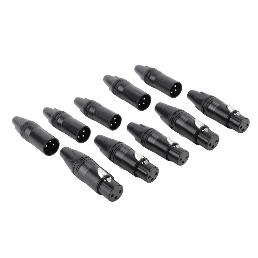 10pcs XLR Connector Professional 5 Male 5 Female High Conductivity Replacement XLR Plugs for Sound