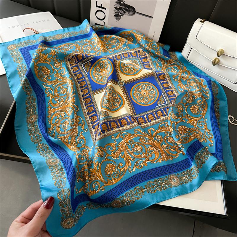 Luxury Brand Print Summer Neck Tie Shawl Silk Square Scarf Women 70cm Hair Hand Wrist Headkercheif Hijab Bandana