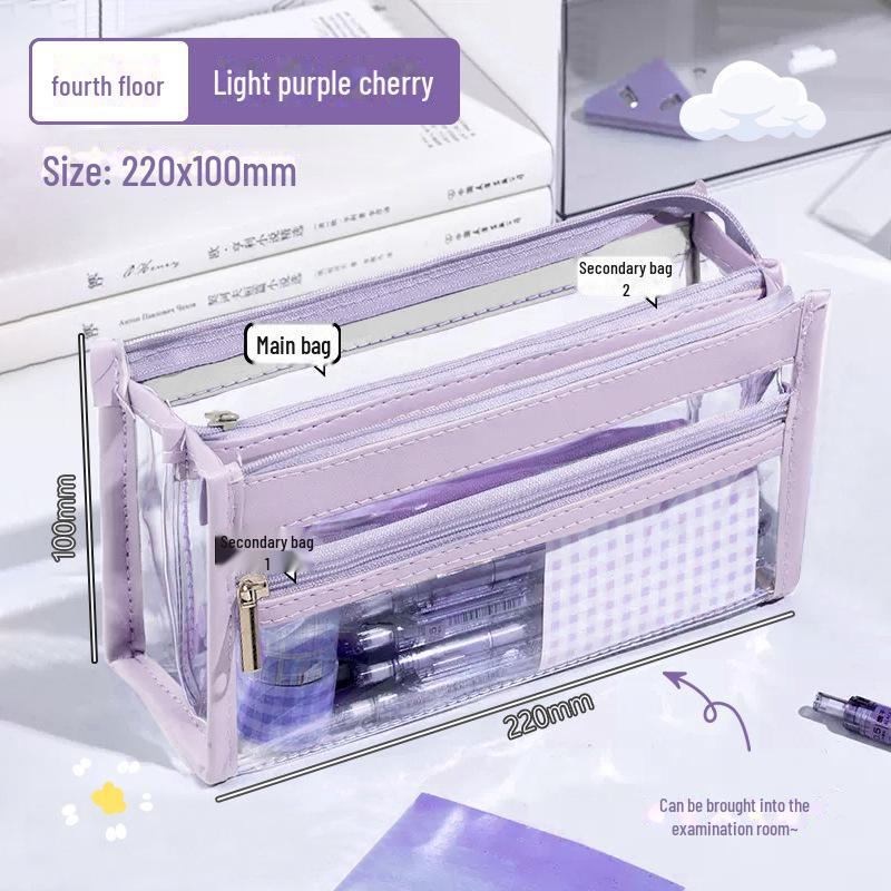 Четырехслойный прозрачный пенал: Студенческая сумка для канцелярских товаров большой вместимости