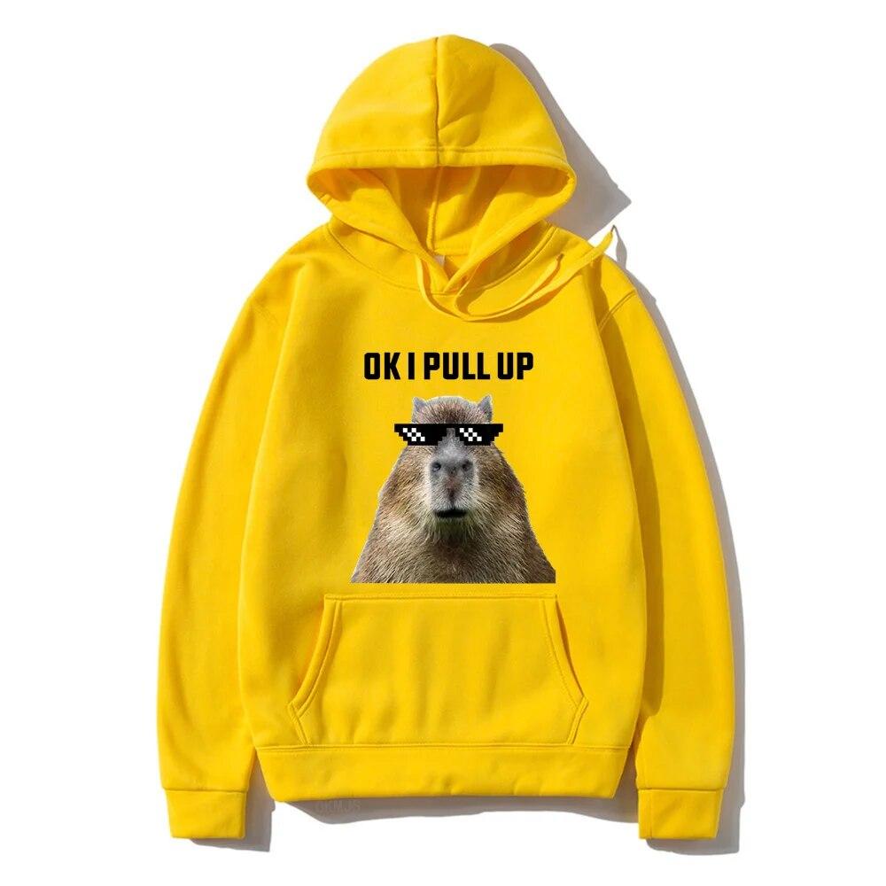 Забавная толстовка с принтом капибары, унисекс, повседневные толстовки с капюшоном большого размера, готические пуловеры, хит продаж, одежда унисекс