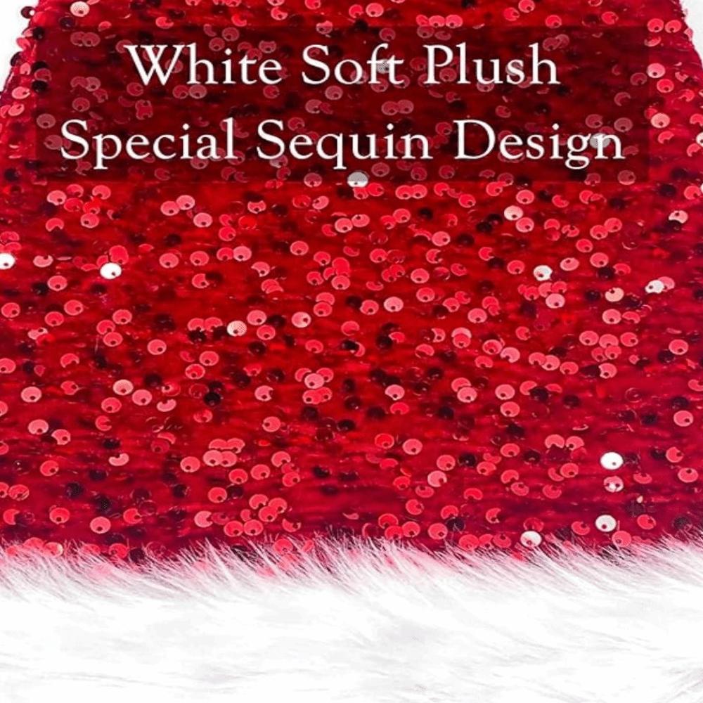 Блестящая Шапка Санты с Блестками и Пайетками Красная Блестящая Праздничная Головной Убор Новогодняя Рождественская Шапка Реквизит для Вечеринок