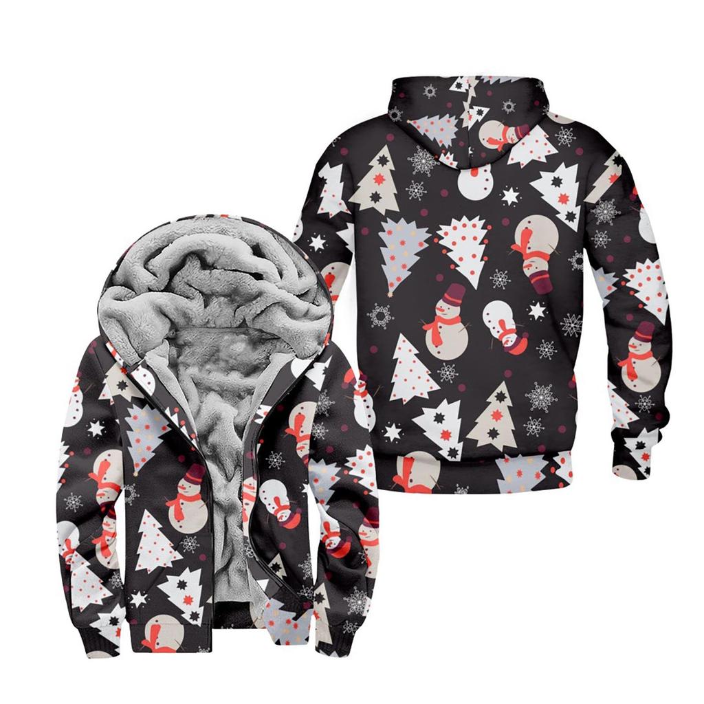 Мужской индивидуальный повседневный свитер на молнии с длинным рукавом и принтом, толстый хлопковый костюм, зимний костюм