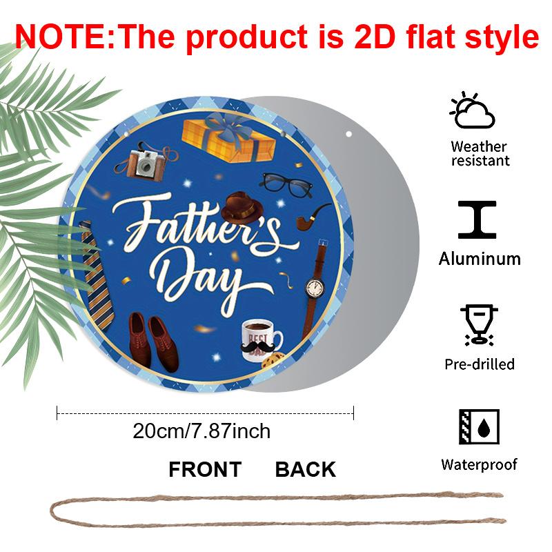 2D Flat 1pc, 8x8 in, Happy Father's Day aluminum metal logo, family gift window decoration, porch, room, home, wall decoration, easy to hang