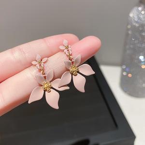 Серебряная игла цветок дофамина серьги-подвески модный темперамент милые серьги изысканные универсальные серьги нишевые с высоким чувством