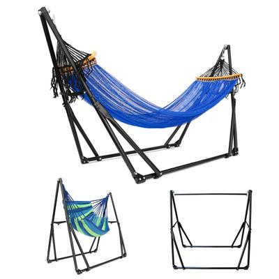 DABADA Грузоподъемность для складного 3-стороннего гамака для помещений и улицы, отдельно стоящий, прибл.. 150 кг, использование, (Синий/Синий)