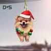 Рождественская собака, зеркало заднего вида, подвеска, украшение для автомобиля, милый щенок в рождественской шапке, украшения для рождественской елки, автомобильные аксессуары
