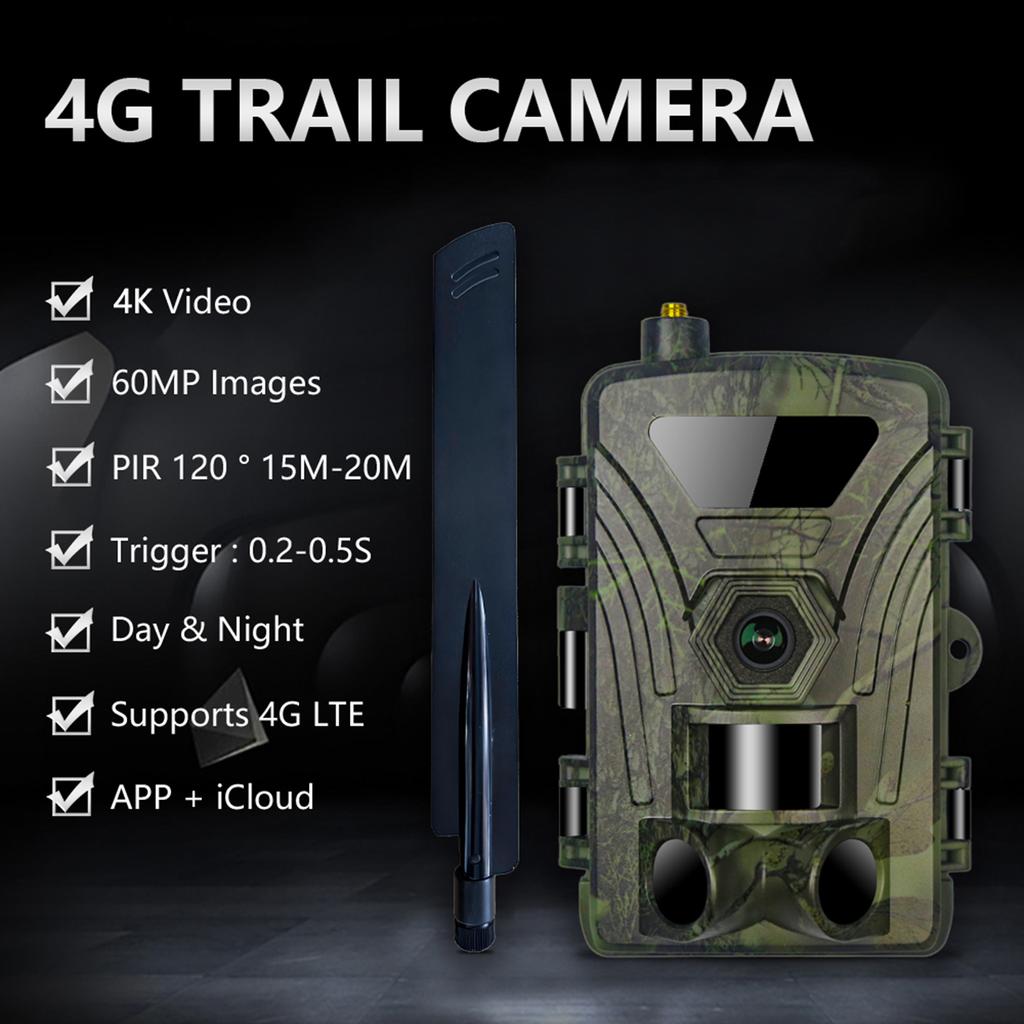 4G Лесная камера Видео 8K 60МП Изображения PIR120°15М-20М Супербыстрый Рефлекторный Спуск Камера для Дикой Природы с Приложением Облачное Хранилище Инфракрасная