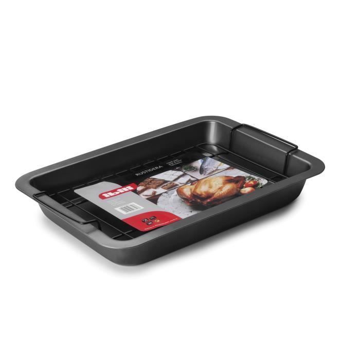 Plat à four - Ibili - 828637 - Acier anti-adhérent - 37,5x27x5,5 cm - Compatible lave-vaisselle