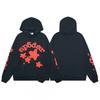 Sp5der Letter Print Hooded Sweatshirt Unisex Oversized Cotton Pullover Fall Casual Wear