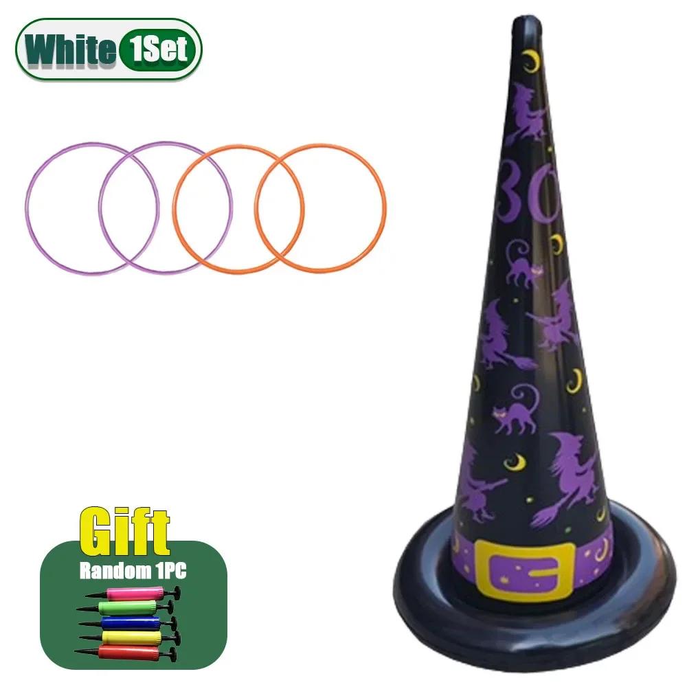 Надувная шляпа ведьмы для игры в кольцеброс для улицы и помещения, Хэллоуин, ПВХ, в виде рожка мороженого, интерактивная игрушка для детской вечеринки, подарок