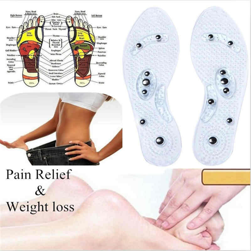 1Pair PVC Orthopedic Massage Insoles for Men Women Slimming Breathable Running Shoes Cushion Feet Care Sport