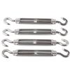 4Pcs Hook To Hook Turnbuckle Stainless Steel Hardware Kit for Cable Wire Rope Tension M6