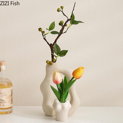 2 шт./набор керамических ваз Craftts Декоративная креативная ваза для сухих цветов Фойе Декоративное искусство Цветочная композиция Домашний декор Аксессуары