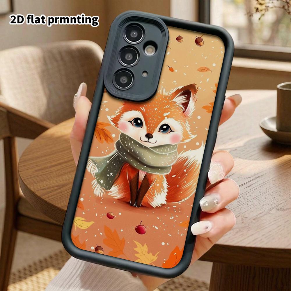 Phone Case: 2D Flat Samsung Galaxy A34 A35 M05 M06 S20 S22 S21 FE Plus 5G Layered Protective Case, Red Fox, Christmas and Halloween Gift