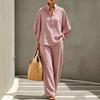European and American new women's striped shirt set for vacation style leisure urban suit