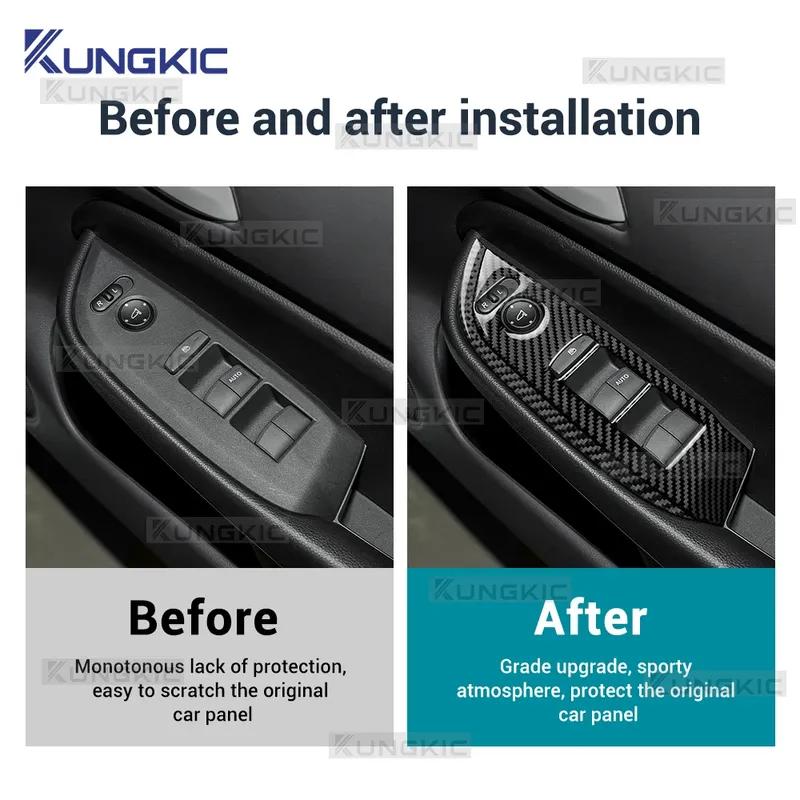Real Soft Carbon Fiber For Honda Jazz Fit 2021 2022 2023 2024 2025 RHD Car Front Door window Lift Frame Interior Accessories.