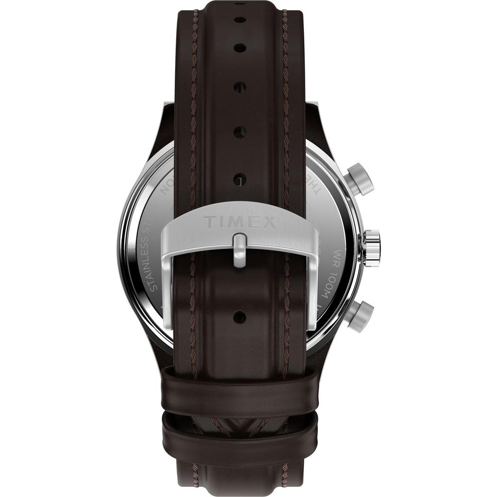 Часы Waterbury Traditional Flyback с черным циферблатом из нержавеющей стали и минеральным стеклом, кварцевые часы марки TW2W47900 коричневого цвета [TIMEX] мужские [Товар]