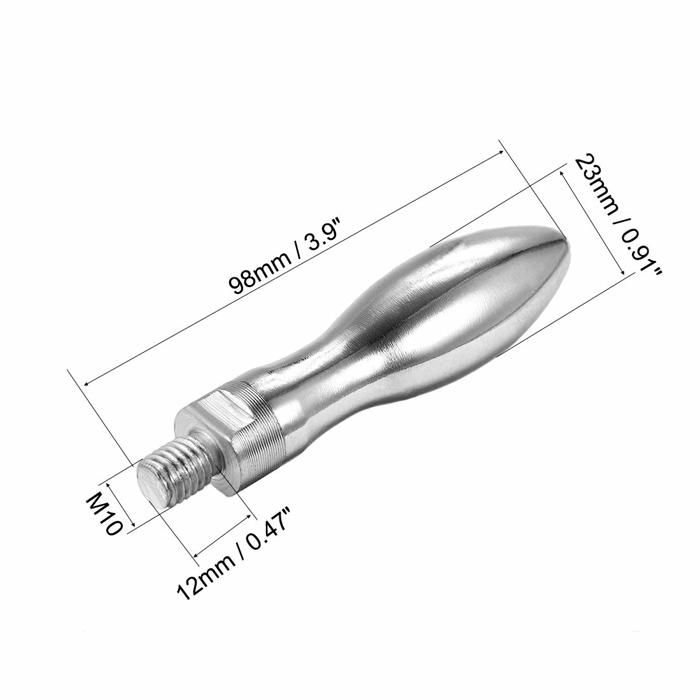 Poignée tournante M10 x 12 mm - Bouton de serrage acier/plastique, tête Ø23 mm, argenté
