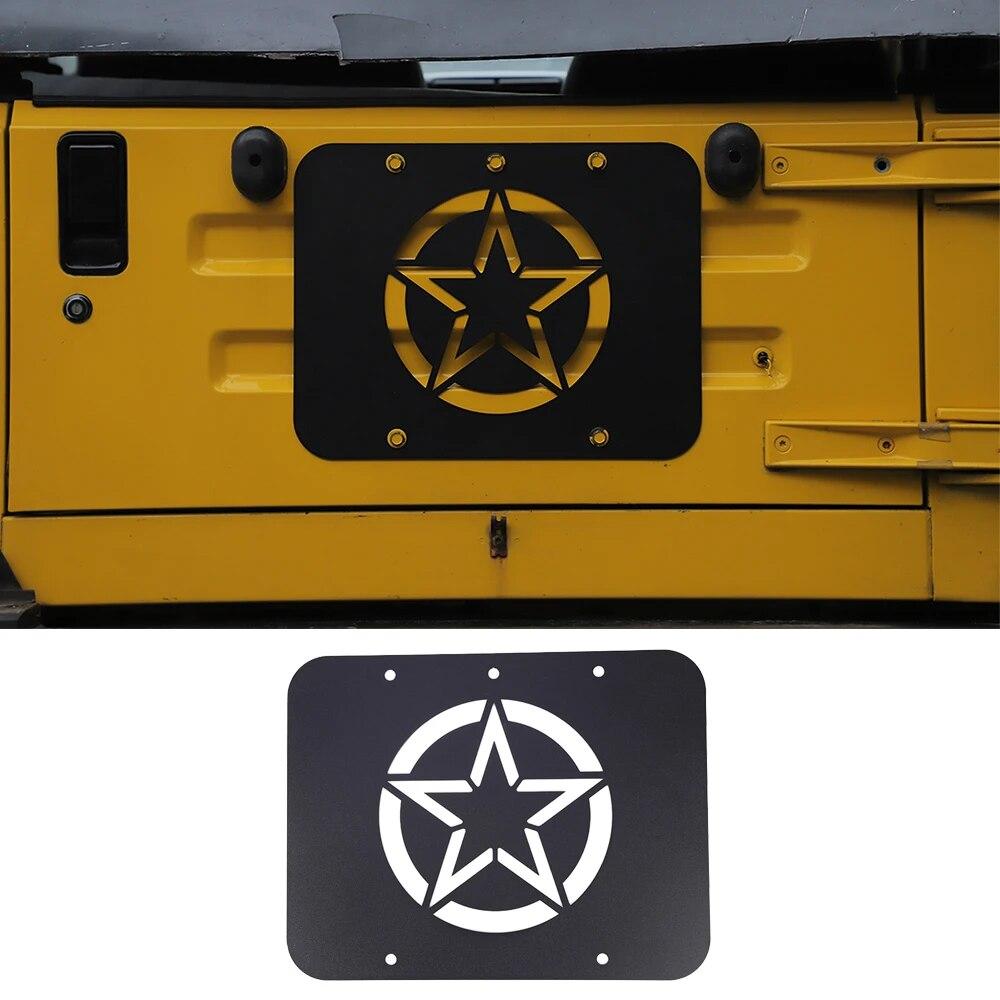 Car Spare Tire Carrier Delete Filler Plate Cover Tailgate Tramp Stamp for Jeep Wrangler TJ 1997-2006 Exterior Accessories Black
