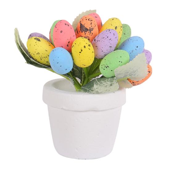 MIT Easter Egg Bonsai Artificial Potted Plant Vibrant Colorful Foam Eggs Ornament for Festive Decoration