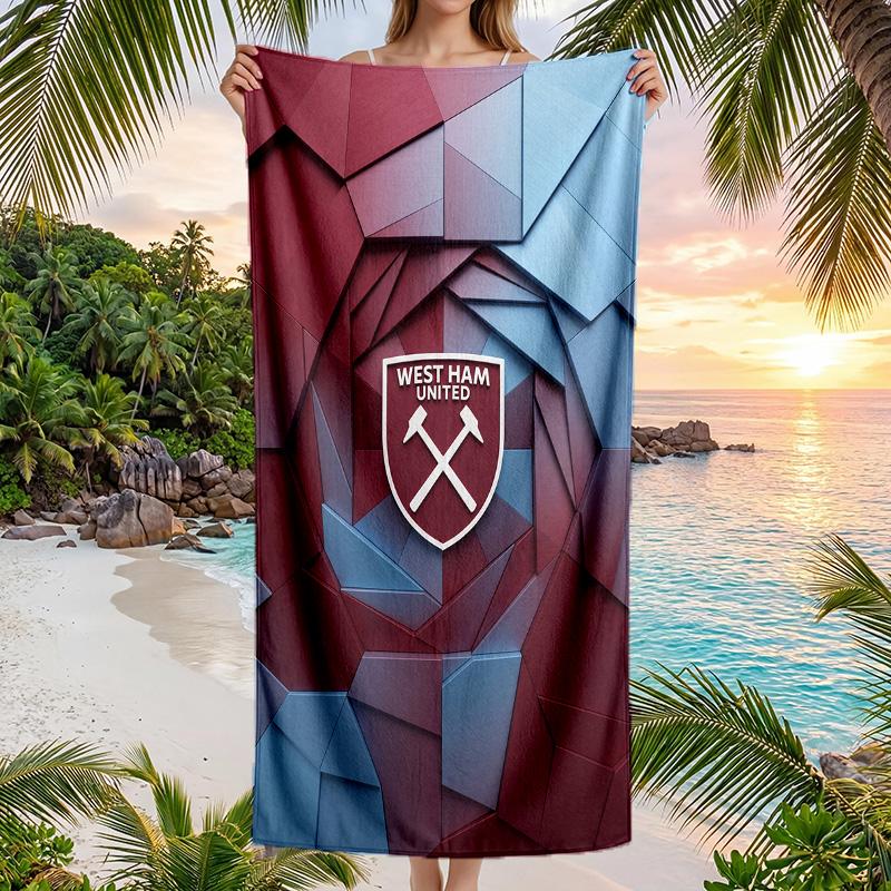 West Ham United Football Beach Towel Soft Microfiber Summer Towel Quick Dry Absorbent Towel for Beach Swimming Pool Travel