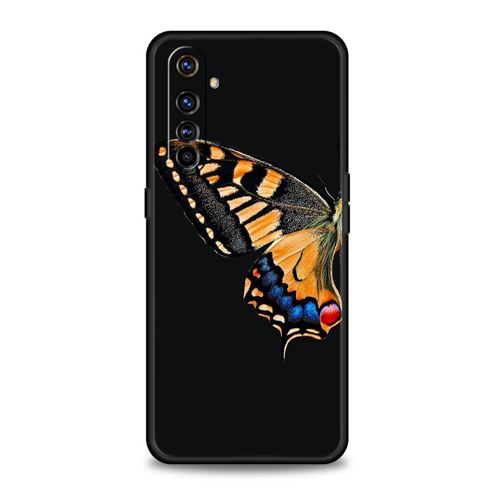 butterfly Phone Case For Realme 10 9 8 5G 7 6 GT2 Pro Plus 9i 8i C21 C11 C25 C35 GT Neo 2 3 3T Soft Silicone Black Cover Coque
