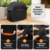 [Ry-210 Orange Line Bbq Cover] Rowyeet Outdoor Bbq Grill Cover, Waterproof and Uv-Resistant Gas Grill Cover, with Adjustable Hem,